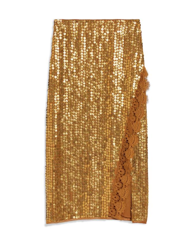 Jupe Ted Baker Sequin Column Slip Marron Femme | TBQ-23195015